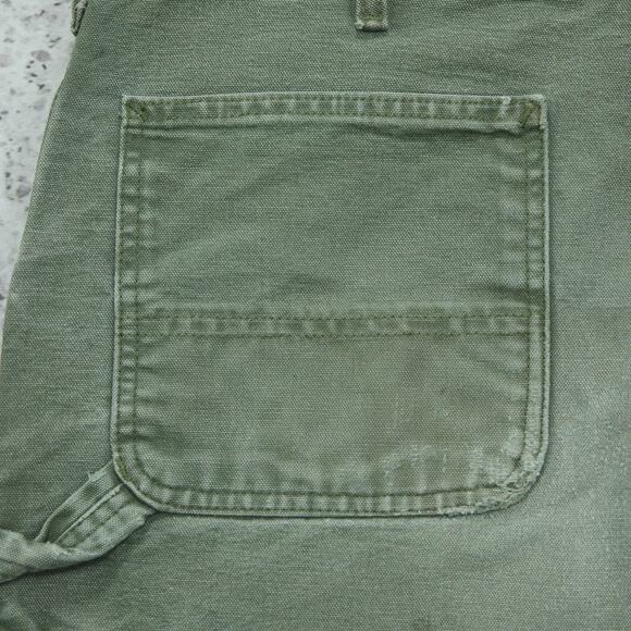 Vintage Y2K CRAZY Faded Green Carhartt Carpenter Shorts B25 MOS 33x8 - Picture 3 of 14
